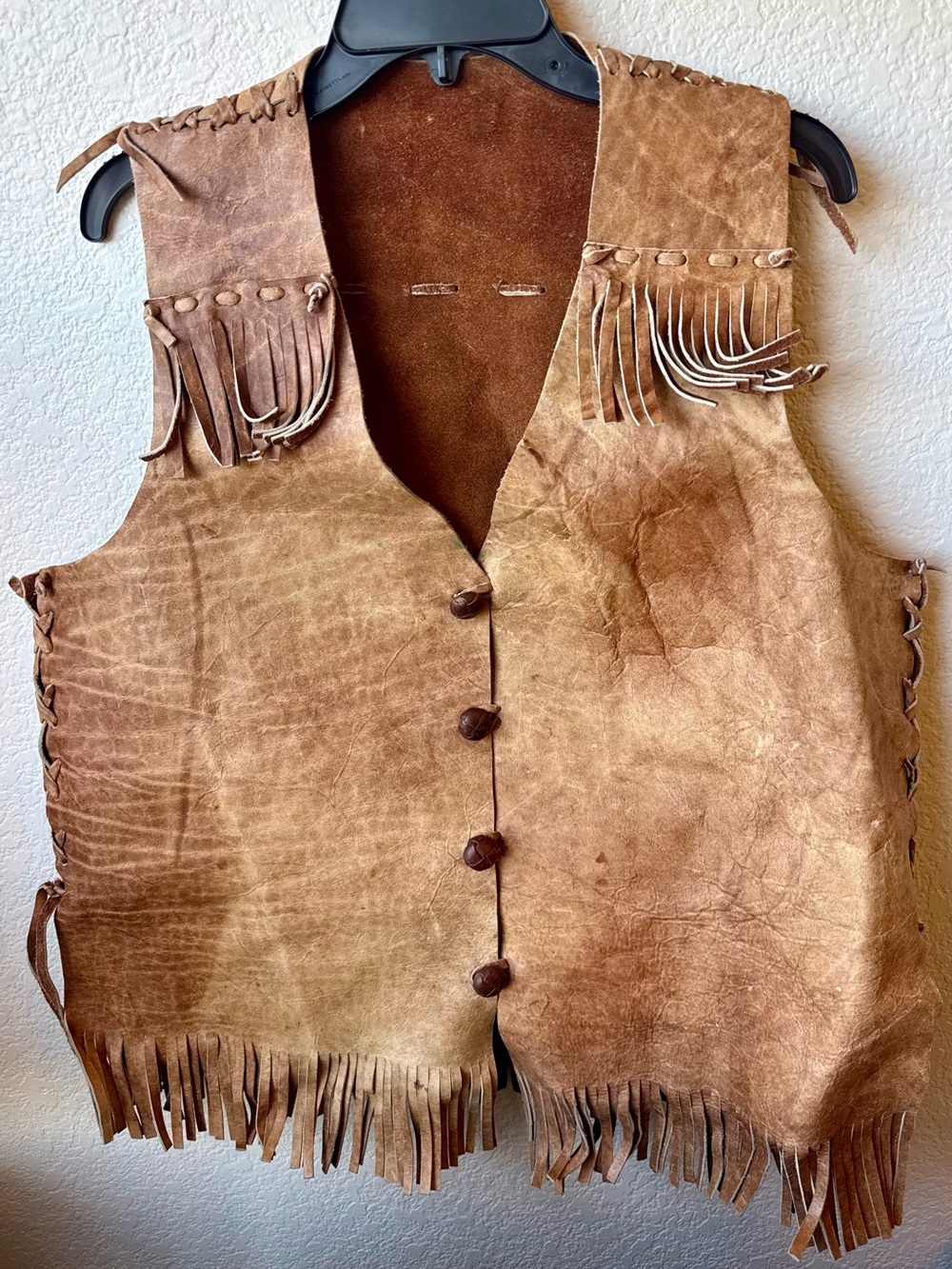 Men's Brown Suede Fringe Vest Beaded - Western Leather